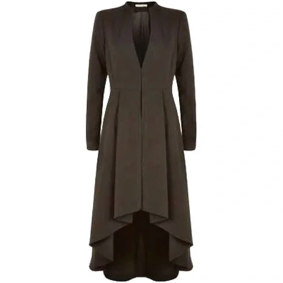 ALICE+OLIVIA new Alcina Black High-Low Tailored Pleated Luxury Dress Trench Coat - Picture 5 of 17